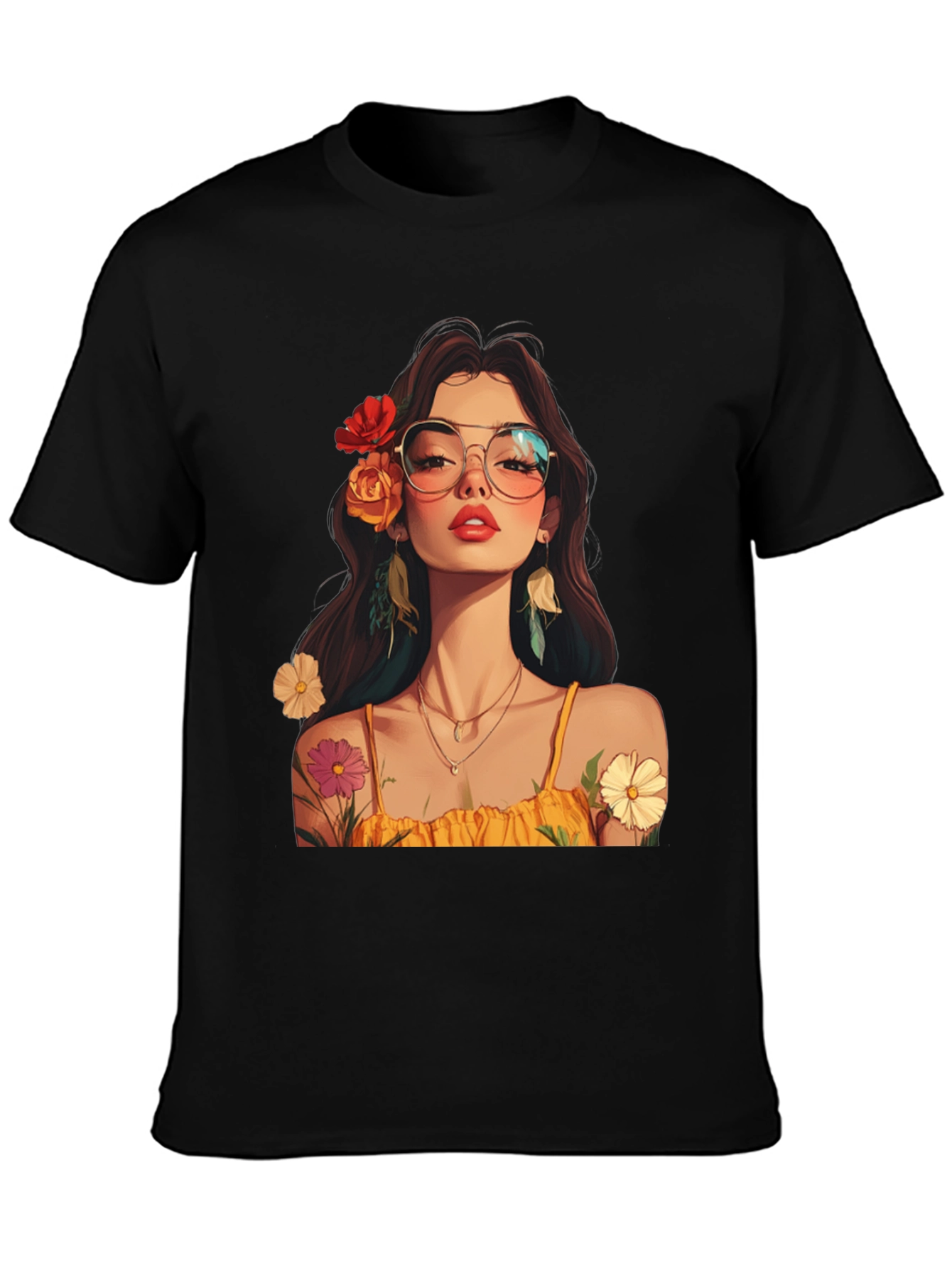 Floral Woman Graphic Tee - Stylish & Unique