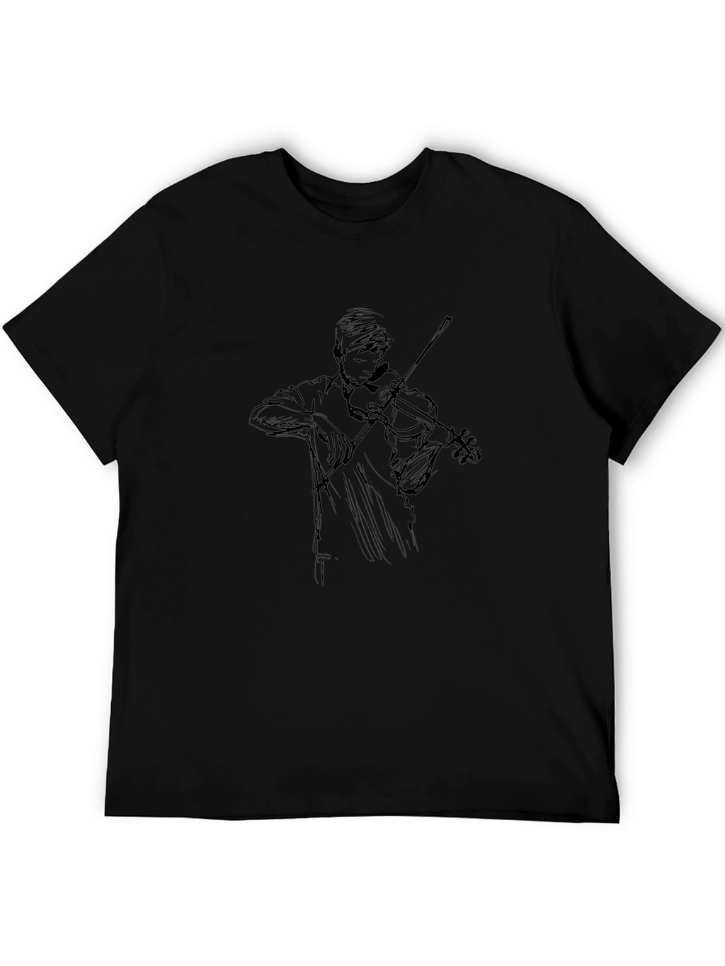 Violinist Sketch Black T-Shirt