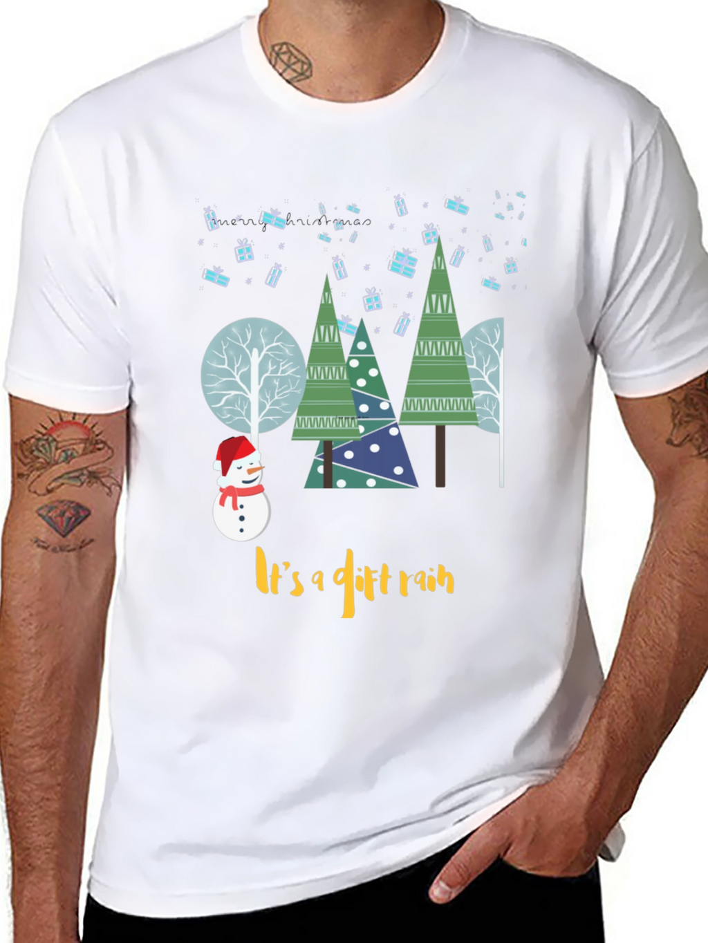 Christmas Gift Rain Graphic T-Shirt