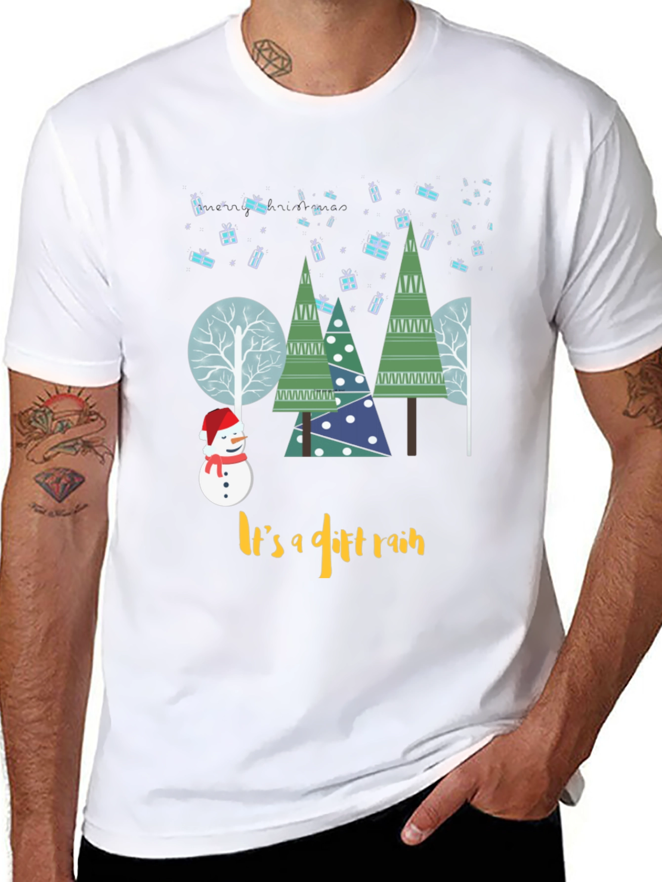 Christmas Gift Rain Graphic T-Shirt