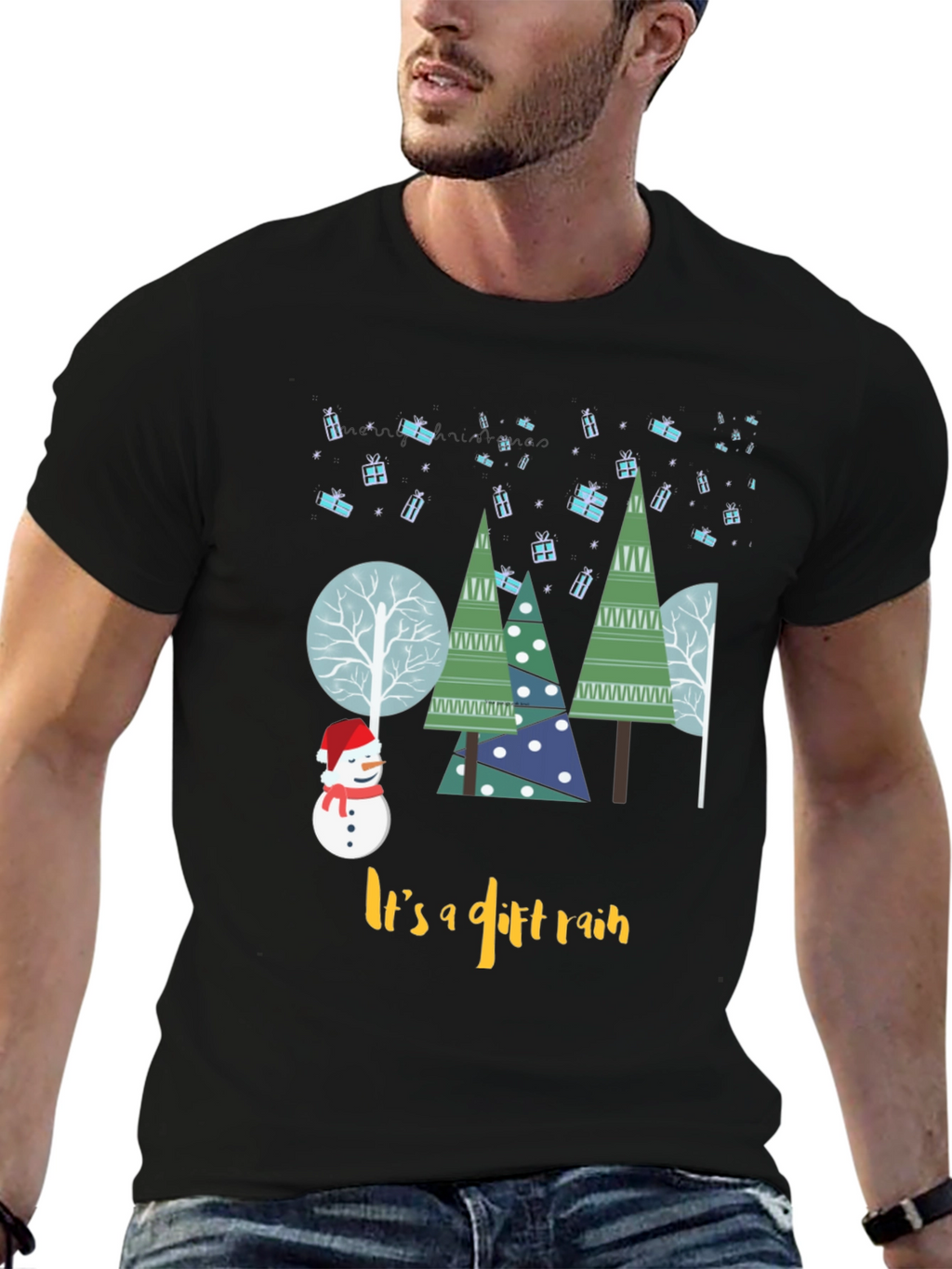 Christmas Gift Rain Graphic T-Shirt