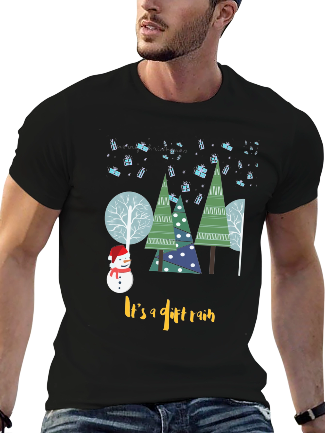 Christmas Gift Rain Graphic T-Shirt
