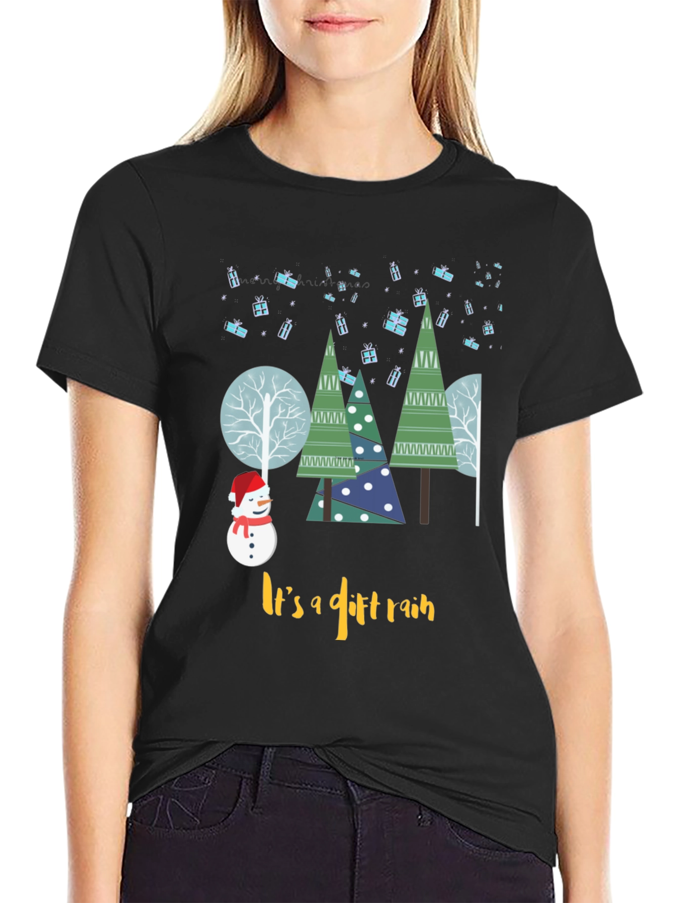 Christmas Gift Rain Graphic T-Shirt