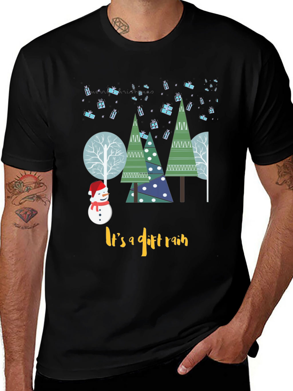 Christmas Gift Rain Graphic T-Shirt