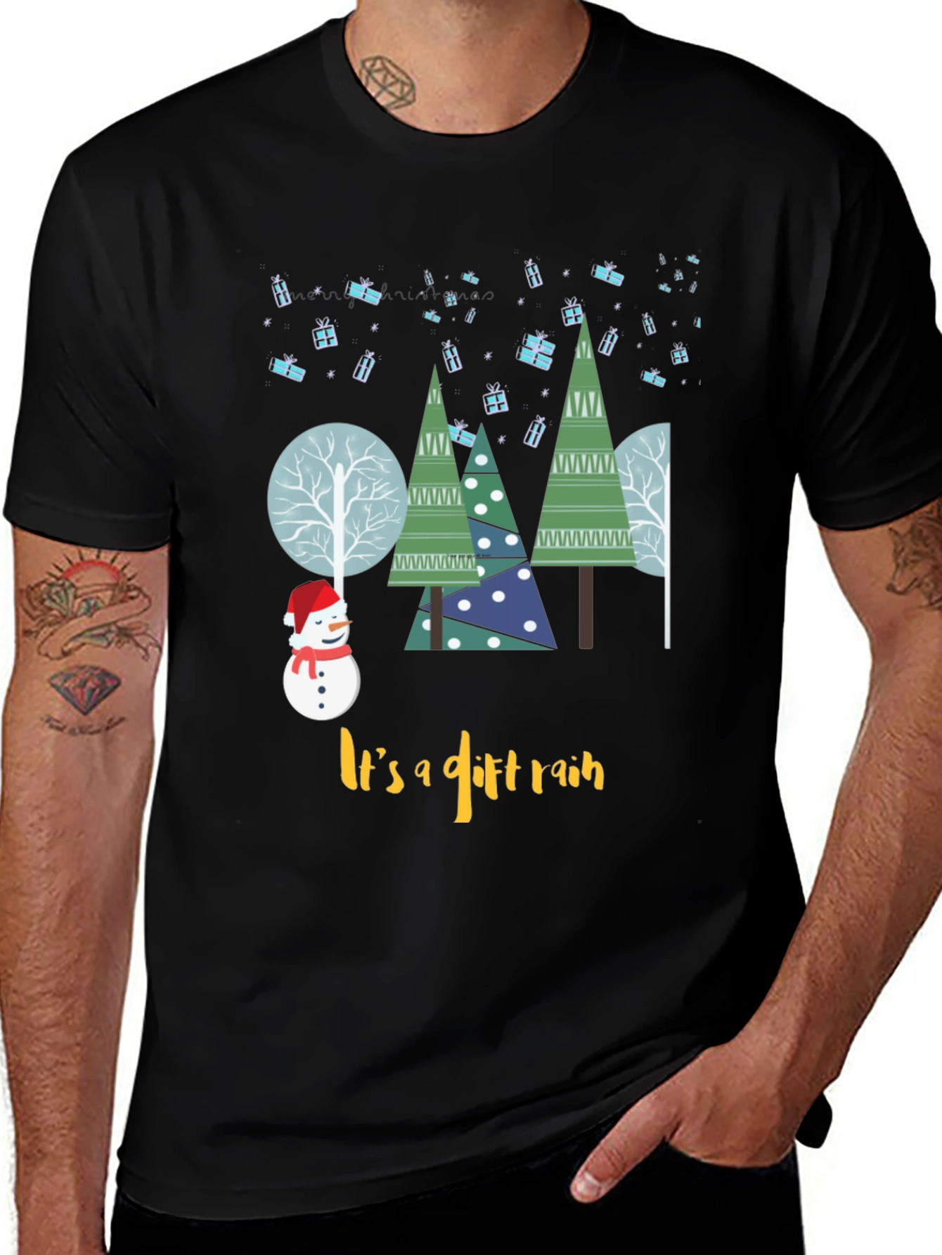 Christmas Gift Rain Graphic T-Shirt