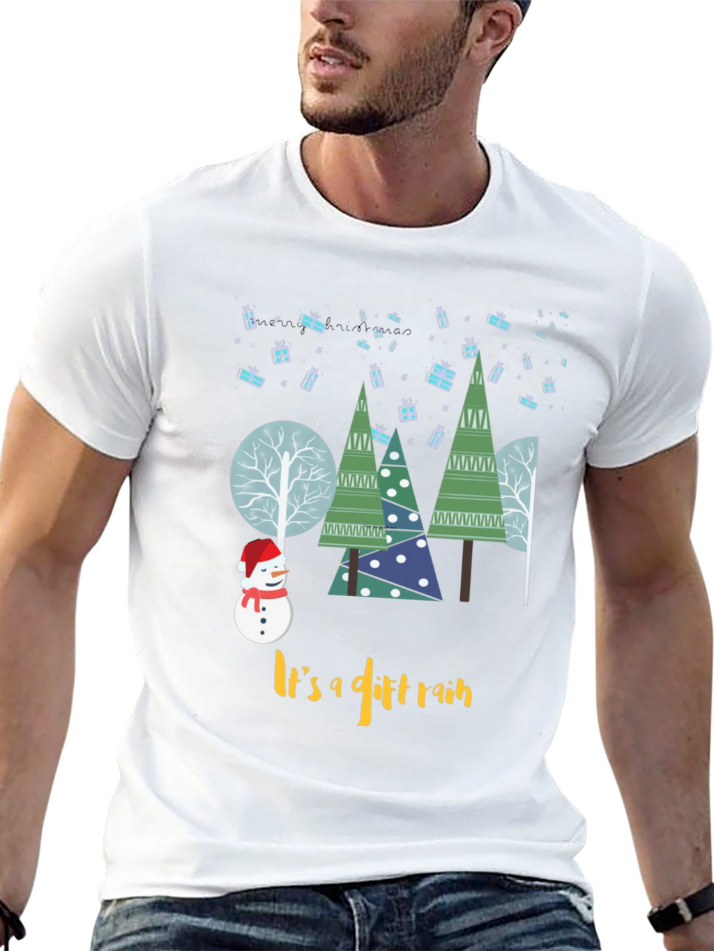 Christmas Gift Rain Graphic T-Shirt