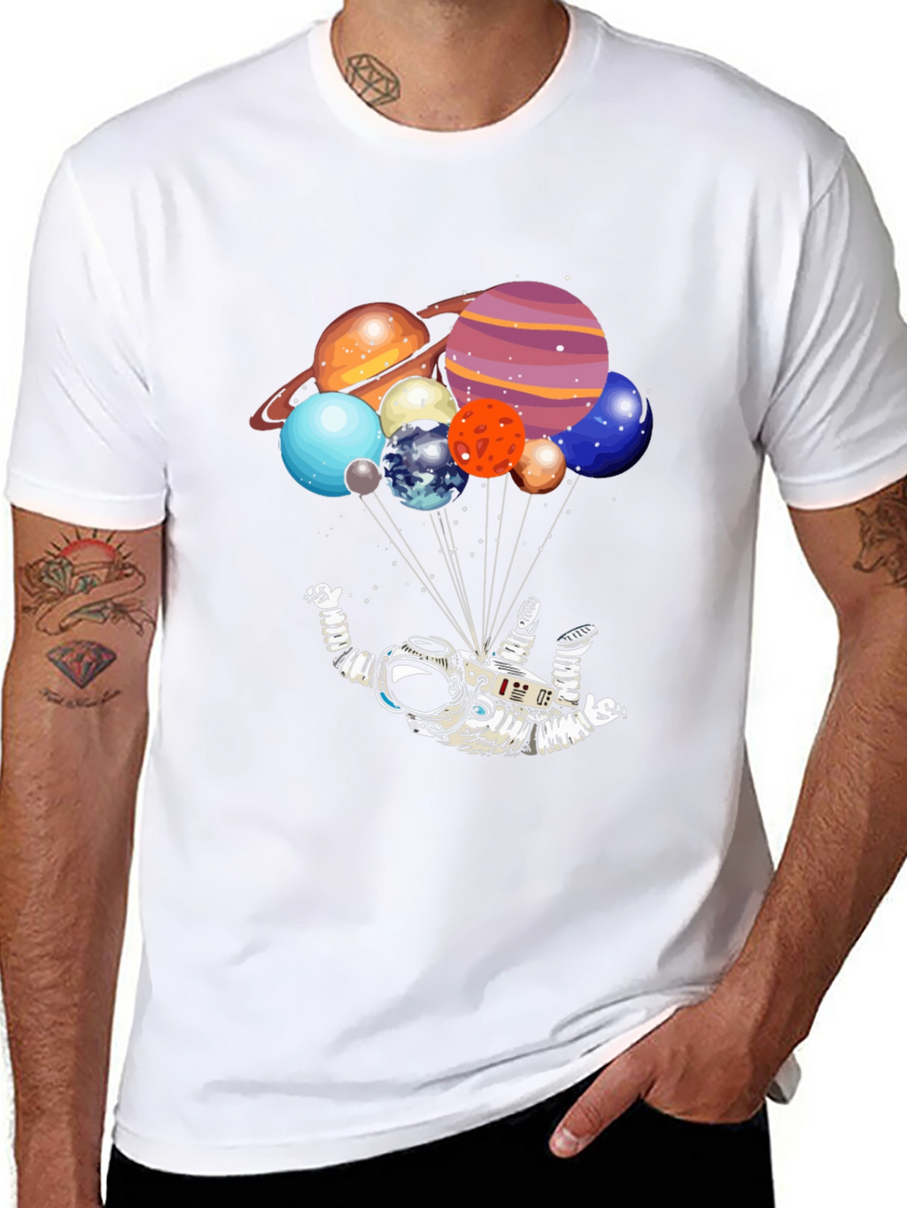 Astronaut & Planet Balloons Graphic Tee