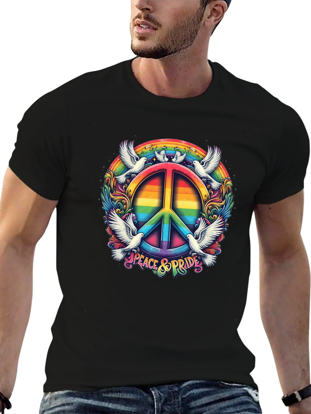 Peace & Pride Rainbow Graphic Tee