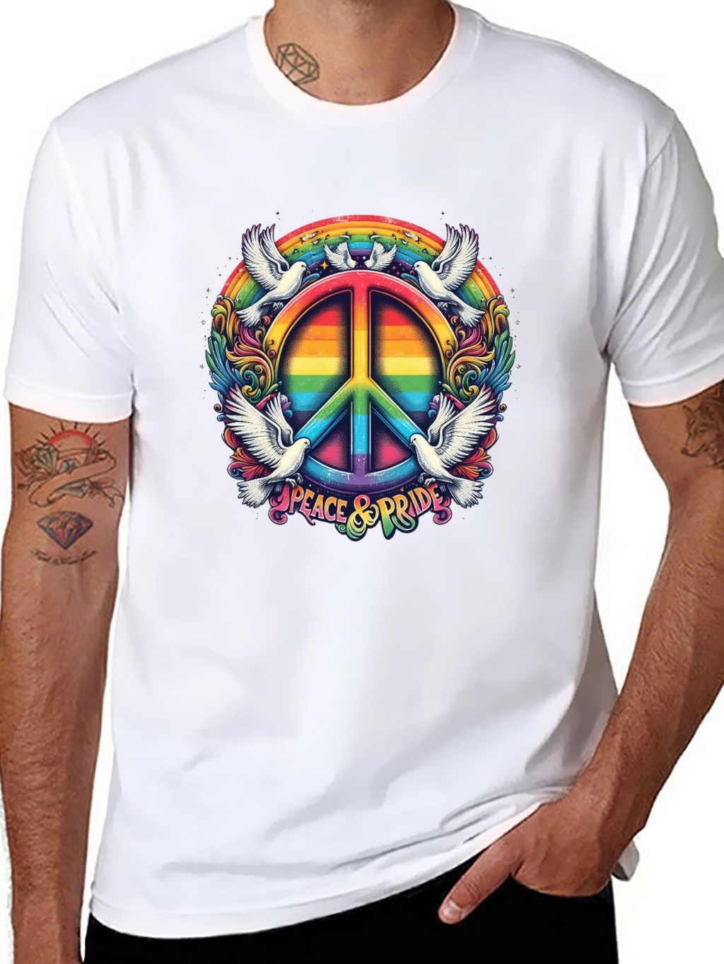 Peace & Pride Rainbow Graphic Tee