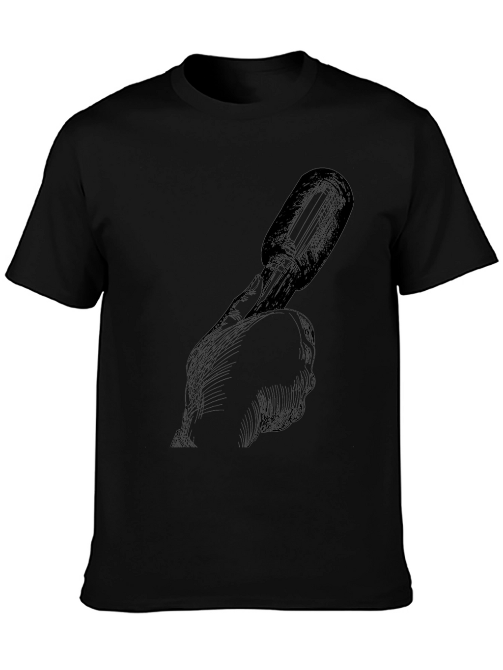 Dark Sketch Tee: Hand Holding Microphone