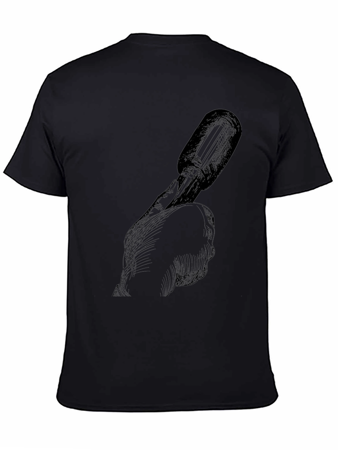 Dark Sketch Tee: Hand Holding Microphone