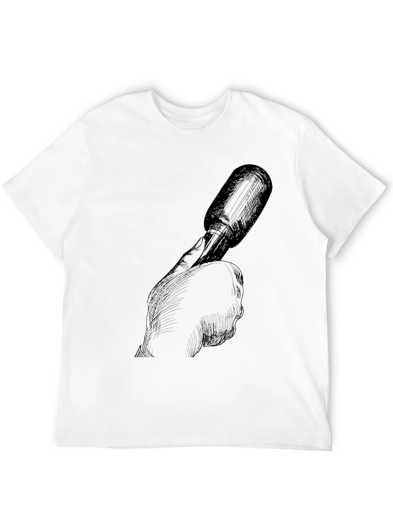 Dark Sketch Tee: Hand Holding Microphone