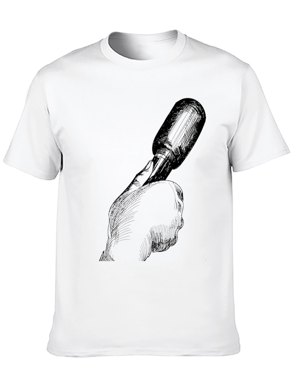 Dark Sketch Tee: Hand Holding Microphone