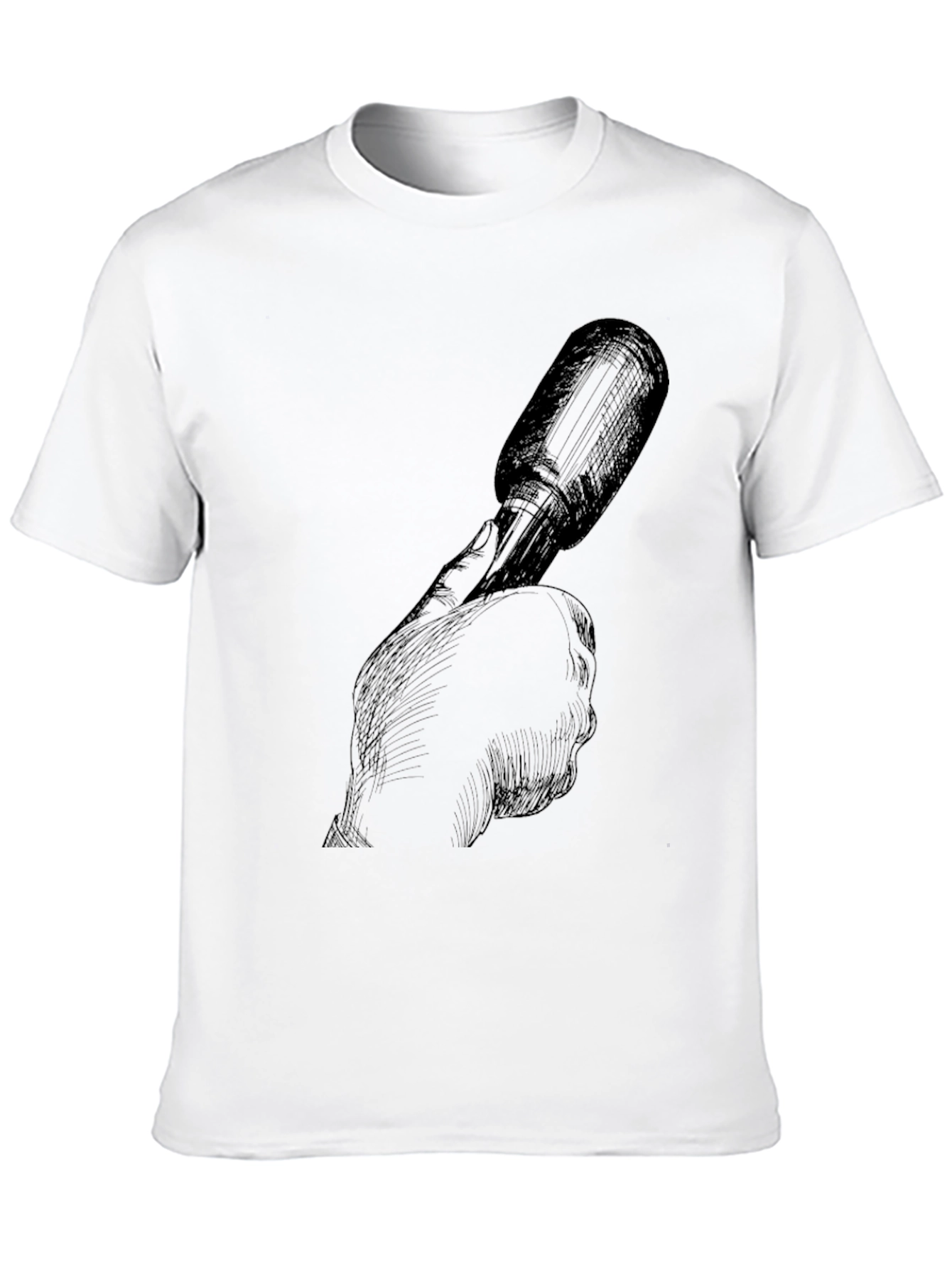 Dark Sketch Tee: Hand Holding Microphone