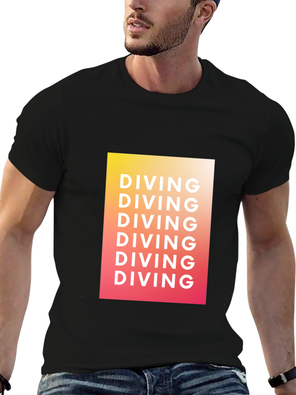 Diving Graphic Tee - Gradient Black T-Shirt