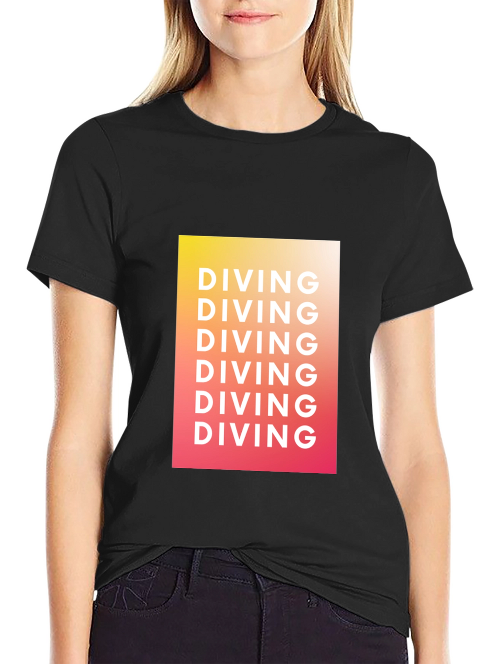 Diving Graphic Tee - Gradient Black T-Shirt