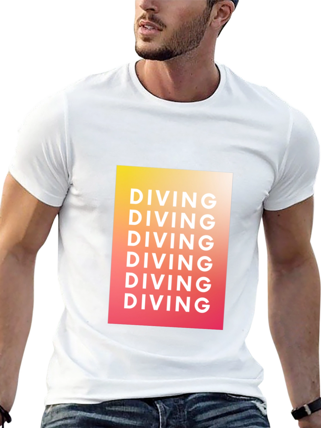 Diving Graphic Tee - Gradient Black T-Shirt