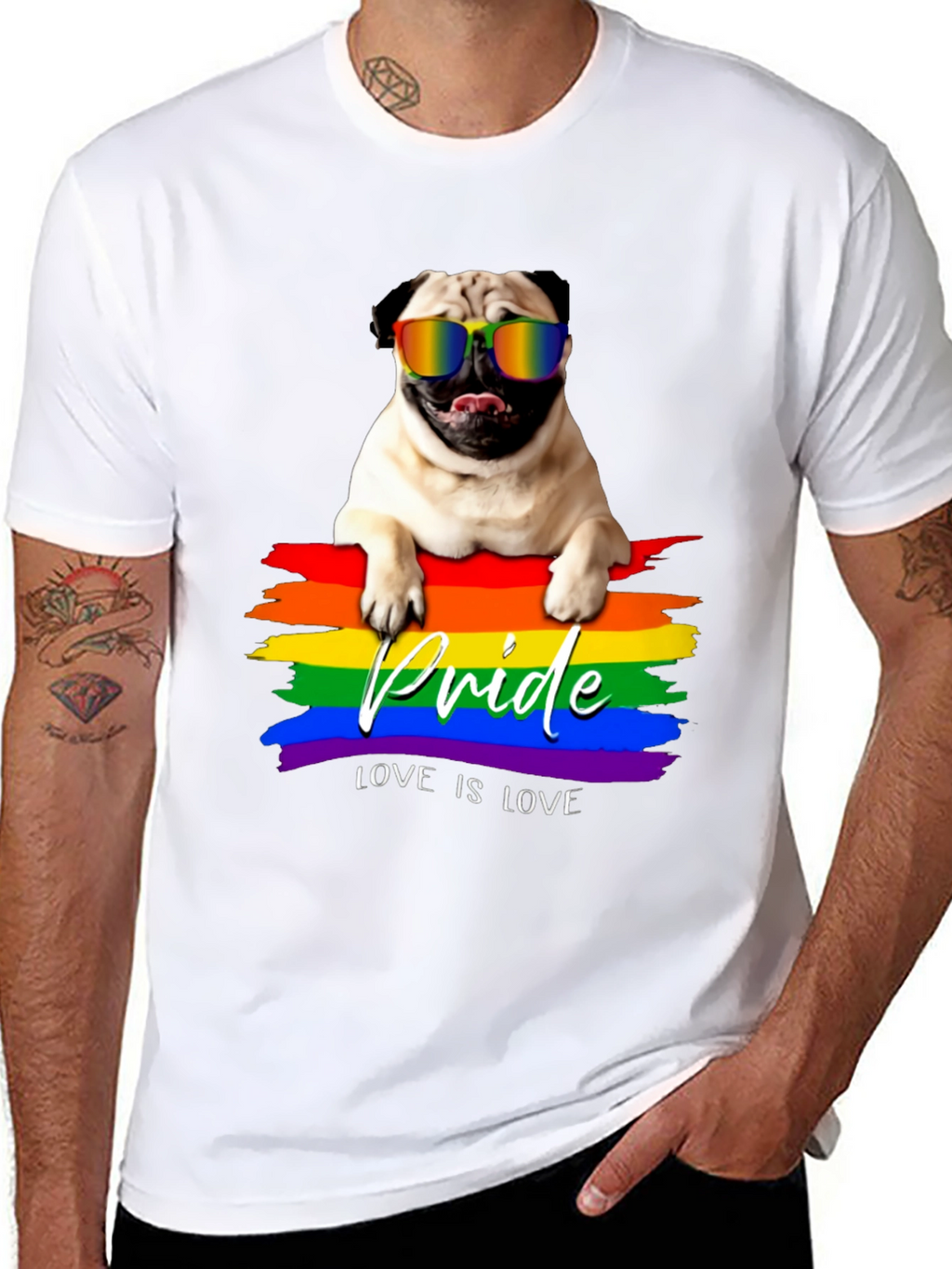 Pride Pug T-Shirt - Love is Love