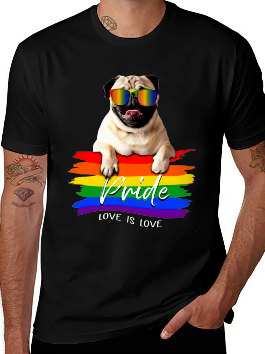 Pride Pug T-Shirt - Love is Love