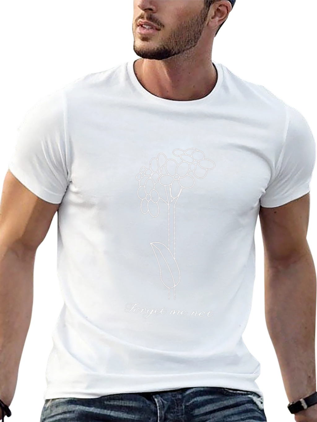 Forget Me Not Flower Graphic Tee - Black