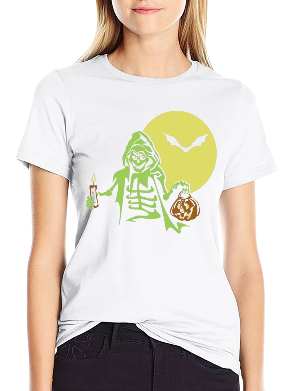 Halloween Skeleton Graphic Tee - Spooky Fun