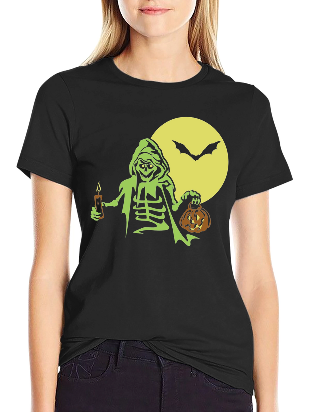 Halloween Skeleton Graphic Tee - Spooky Fun