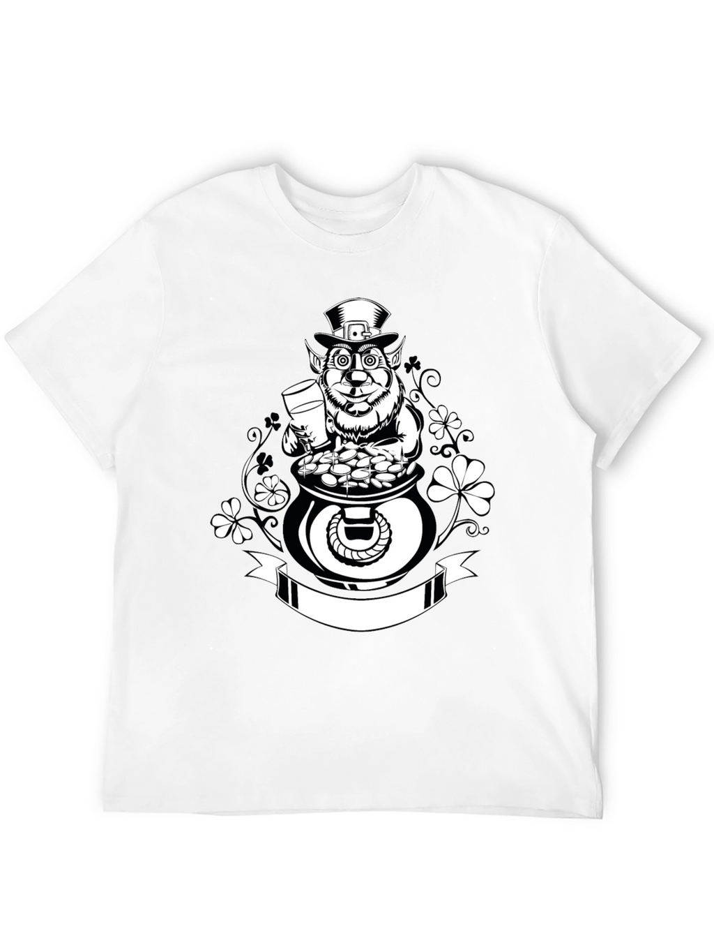 St. Patricks Day Leprechaun Pot of Gold Black T-Shirt