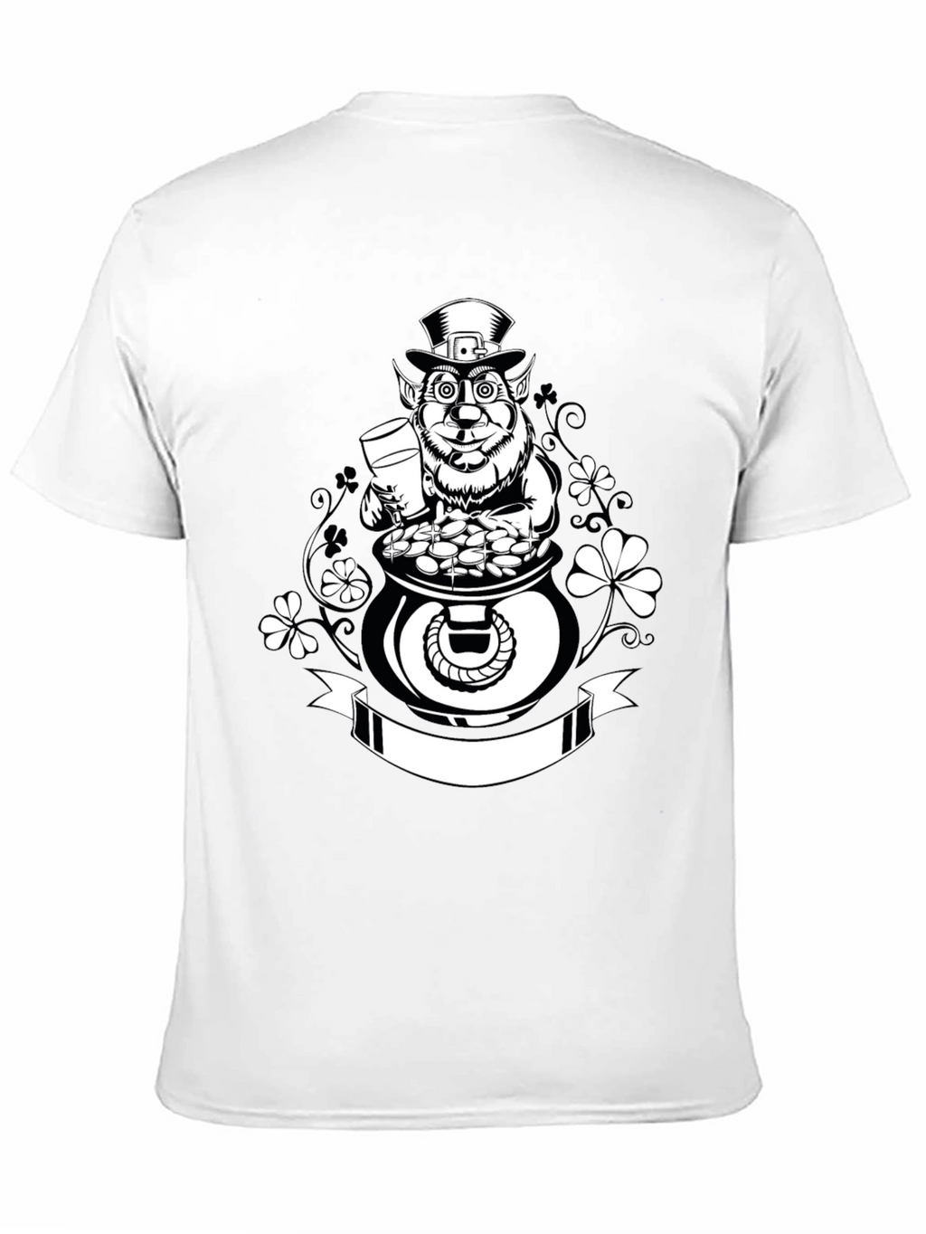 St. Patricks Day Leprechaun Pot of Gold Black T-Shirt
