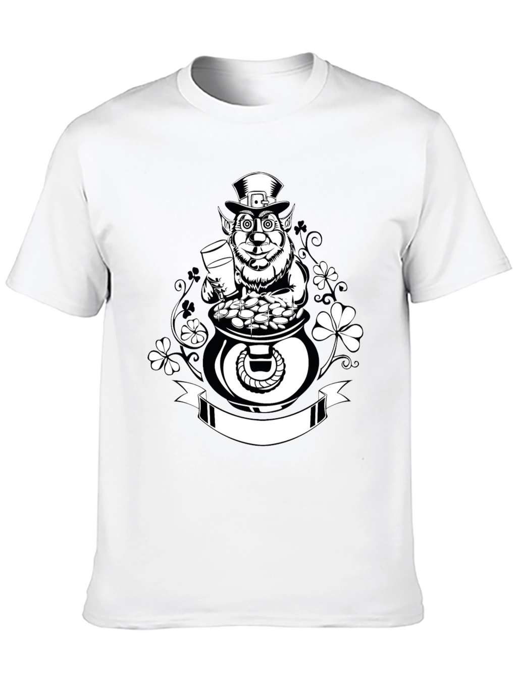St. Patricks Day Leprechaun Pot of Gold Black T-Shirt