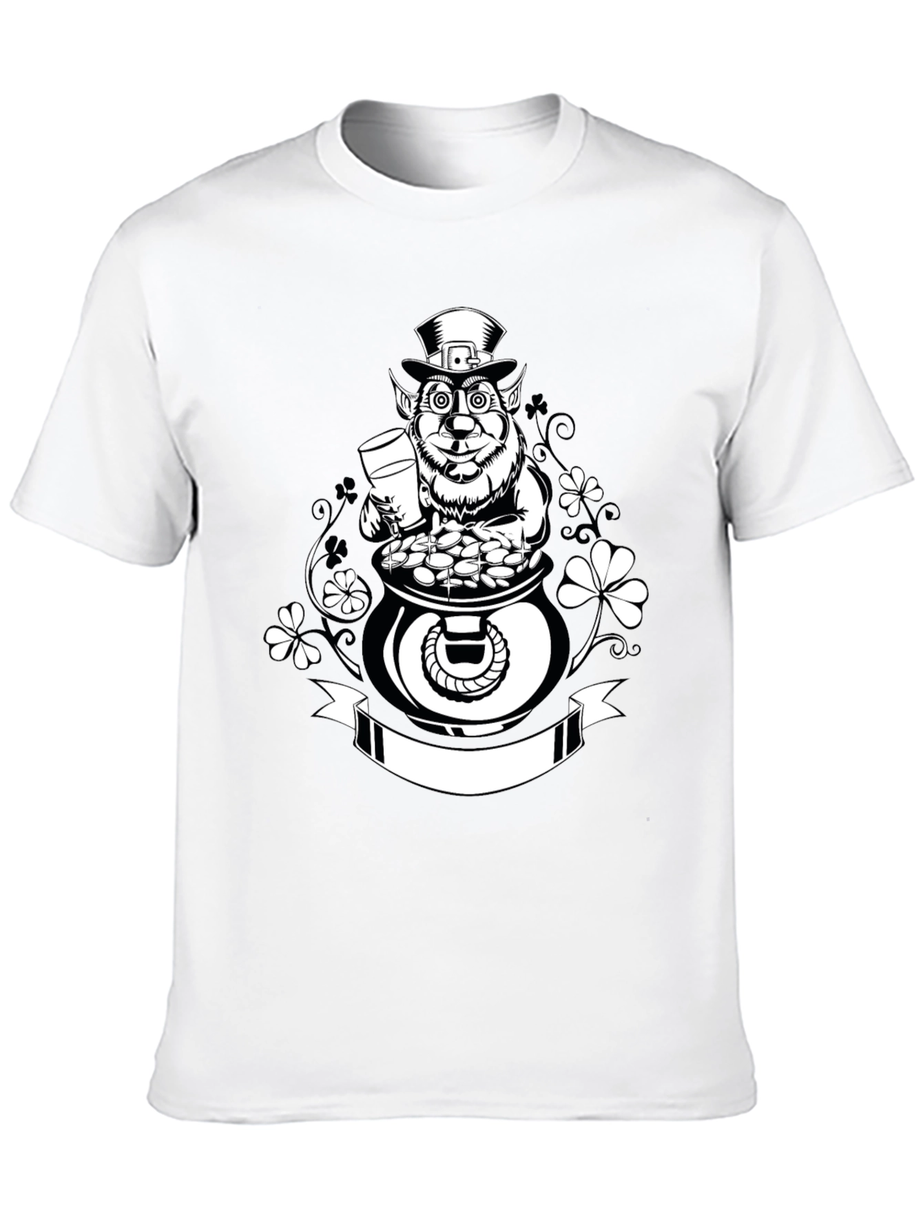 St. Patricks Day Leprechaun Pot of Gold Black T-Shirt