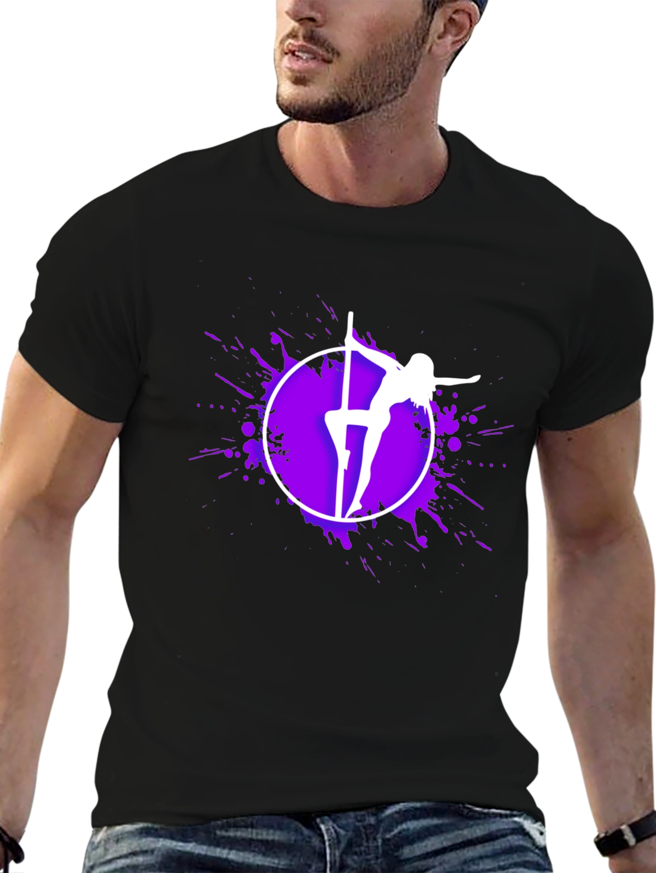 Pole Dancer Graphic Tee - Black Cotton Blend T-Shirt