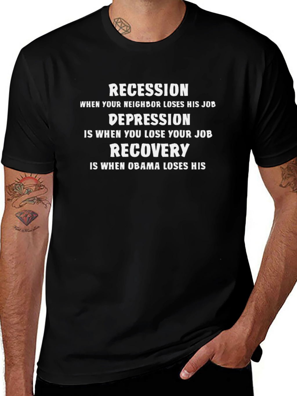 Funny Political Statement T-Shirt - Recession Depression Recovery