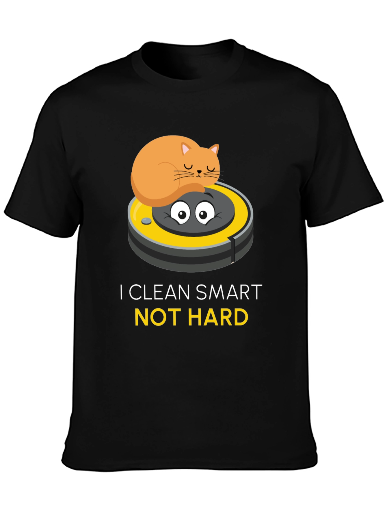 Funny Cat Riding Robot Vacuum T-Shirt