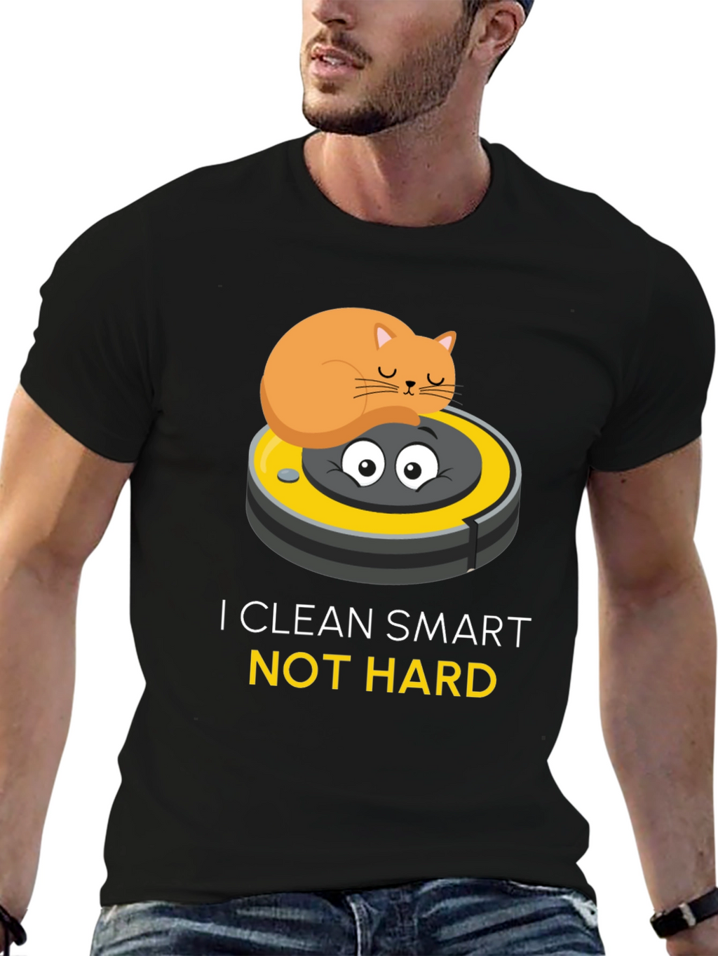 Funny Cat Riding Robot Vacuum T-Shirt