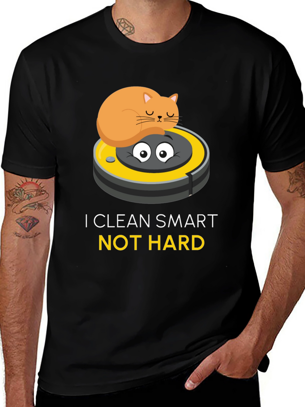 Funny Cat Riding Robot Vacuum T-Shirt