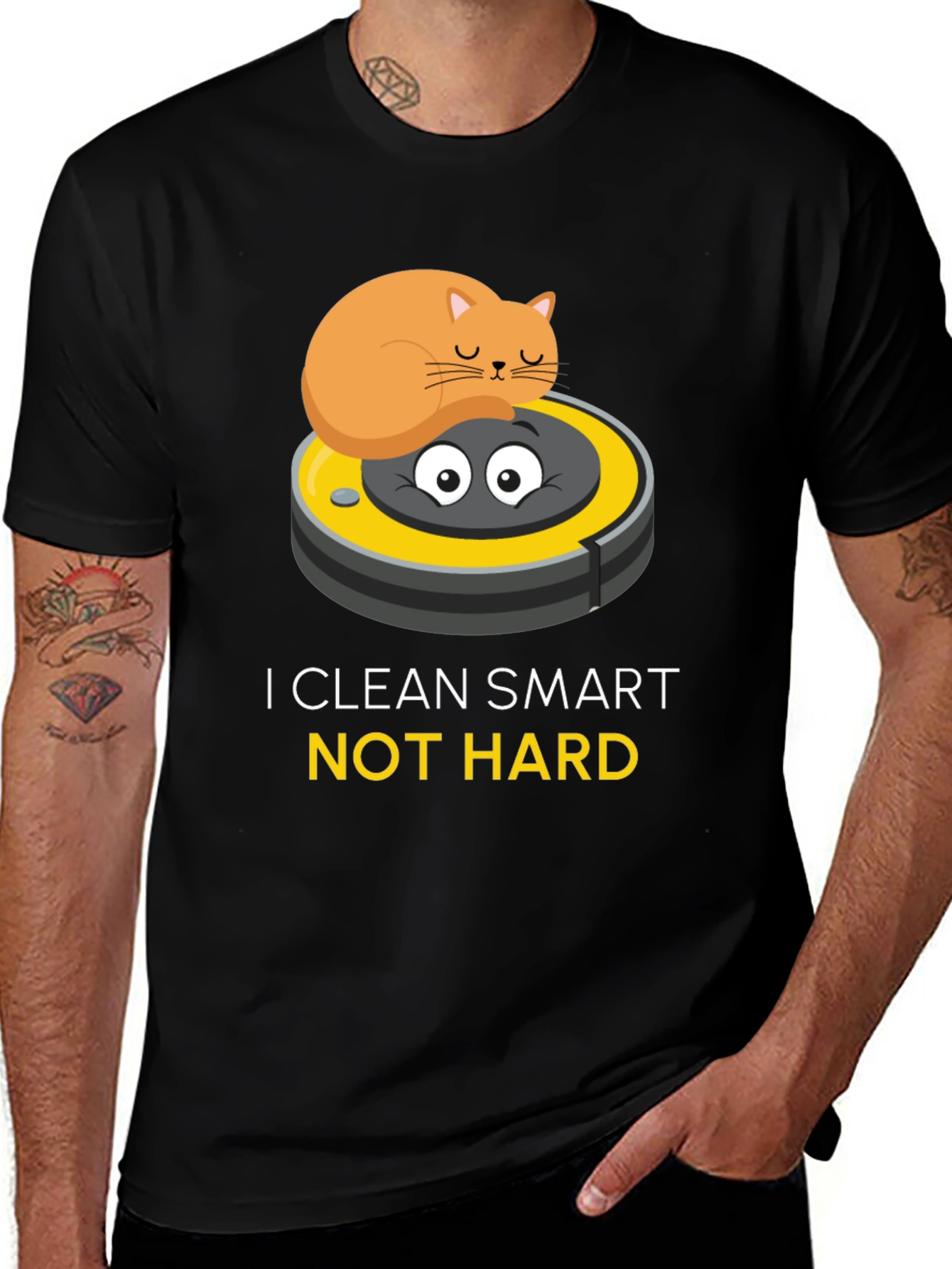 Funny Cat Riding Robot Vacuum T-Shirt