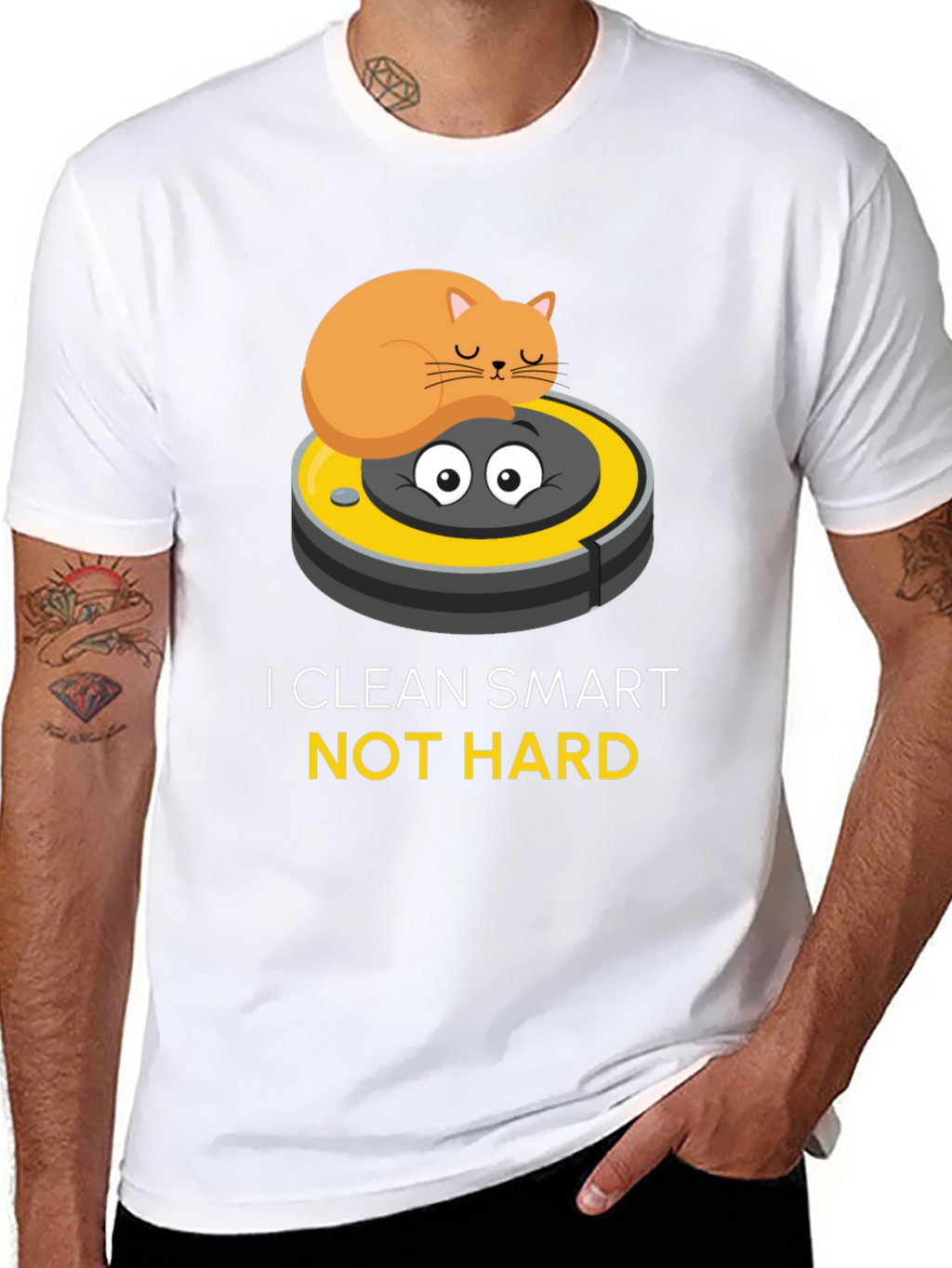 Funny Cat Riding Robot Vacuum T-Shirt