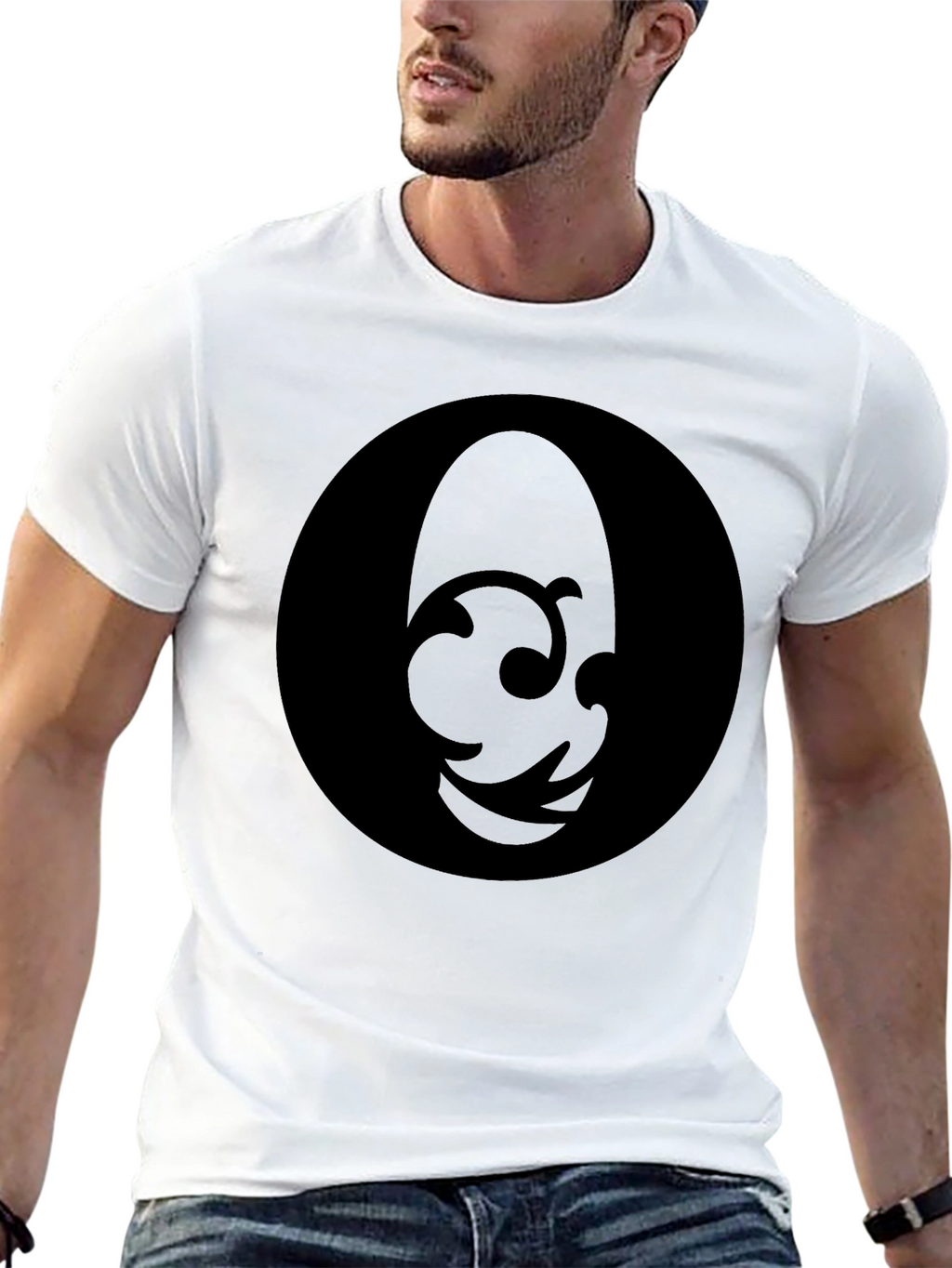 Mens Black Graphic T-Shirt - Abstract Design