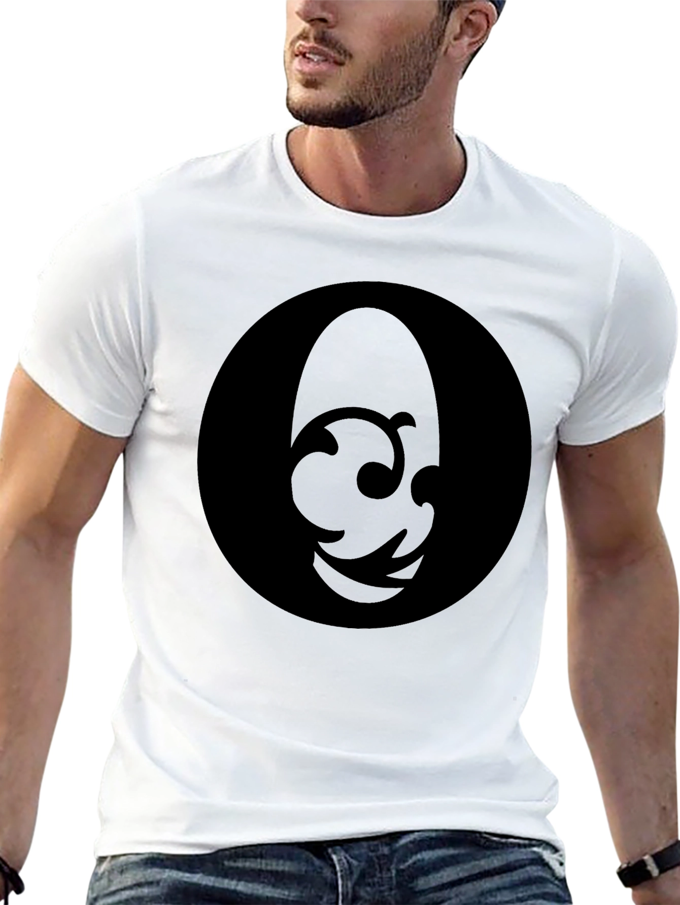 Mens Black Graphic T-Shirt - Abstract Design