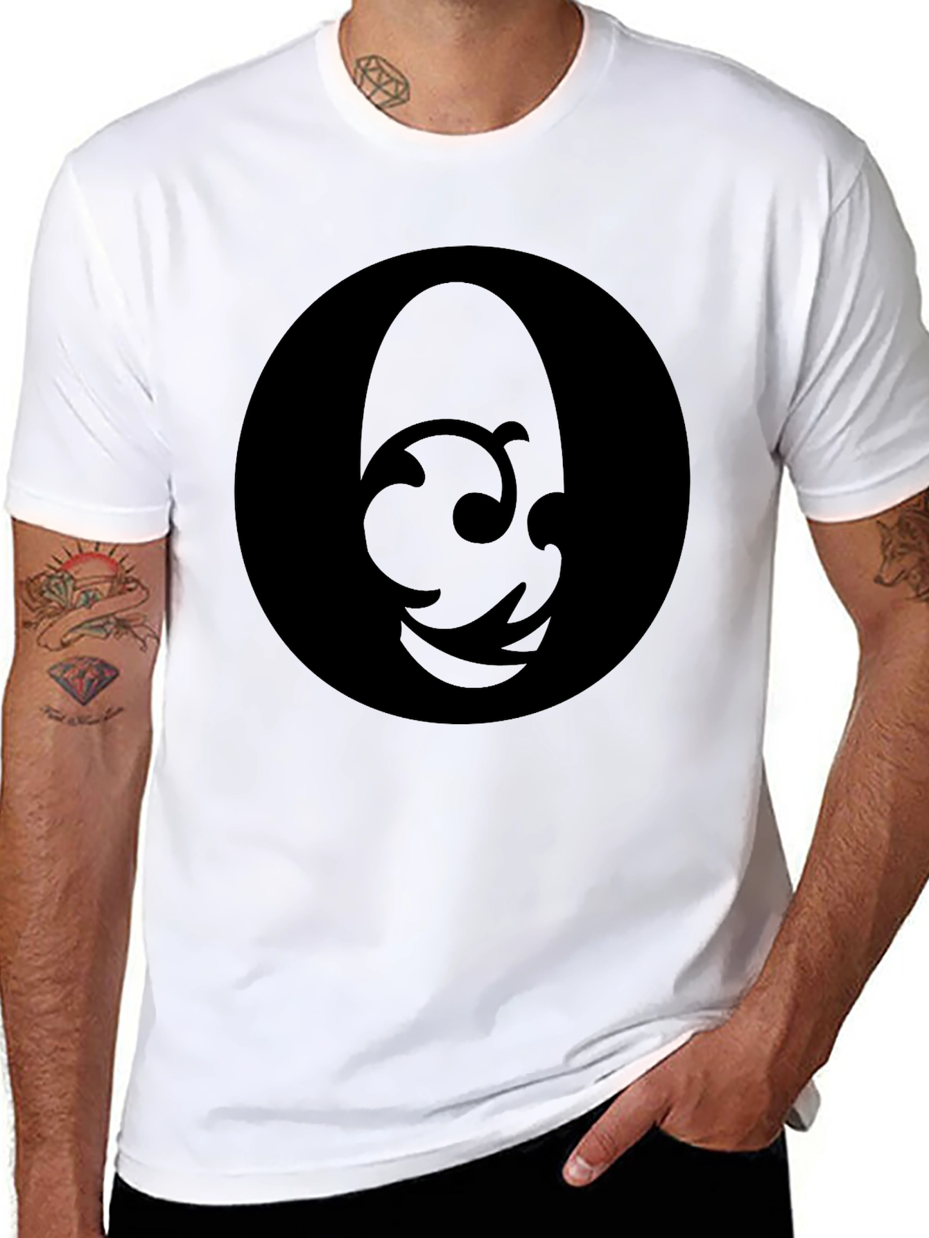 Mens Black Graphic T-Shirt - Abstract Design