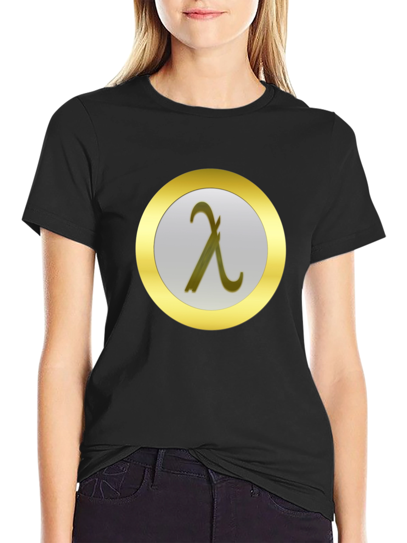 Lambda Symbol Graphic Tee - Black Cotton T-Shirt