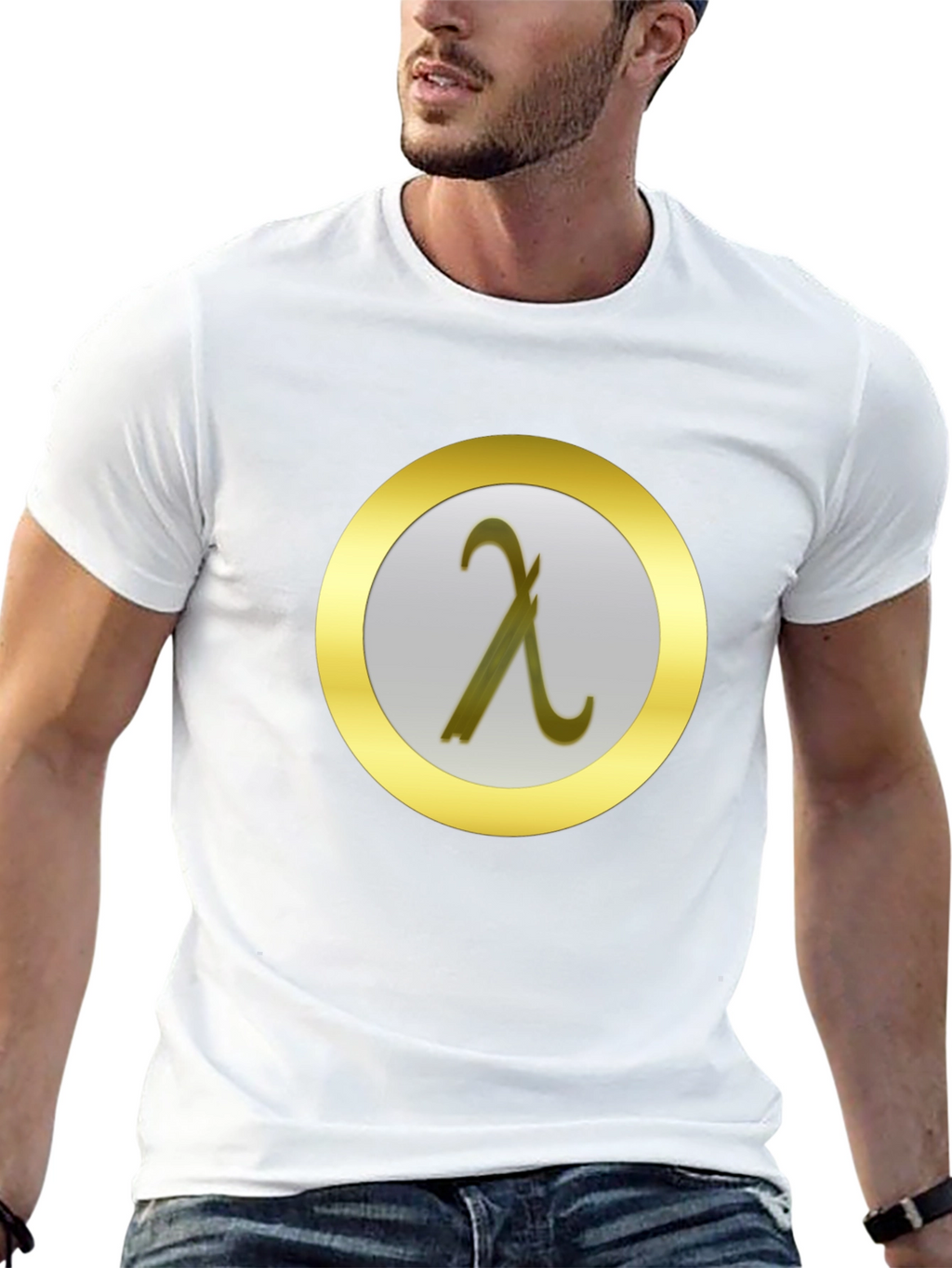 Lambda Symbol Graphic Tee - Black Cotton T-Shirt