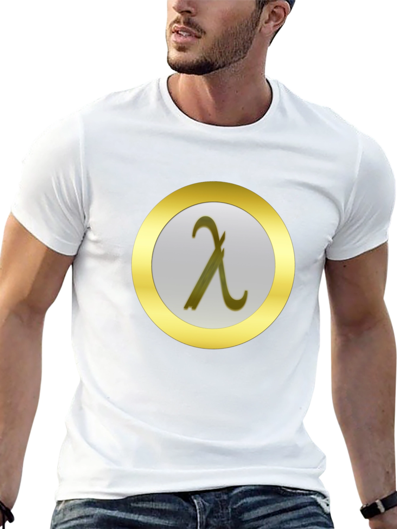 Lambda Symbol Graphic Tee - Black Cotton T-Shirt