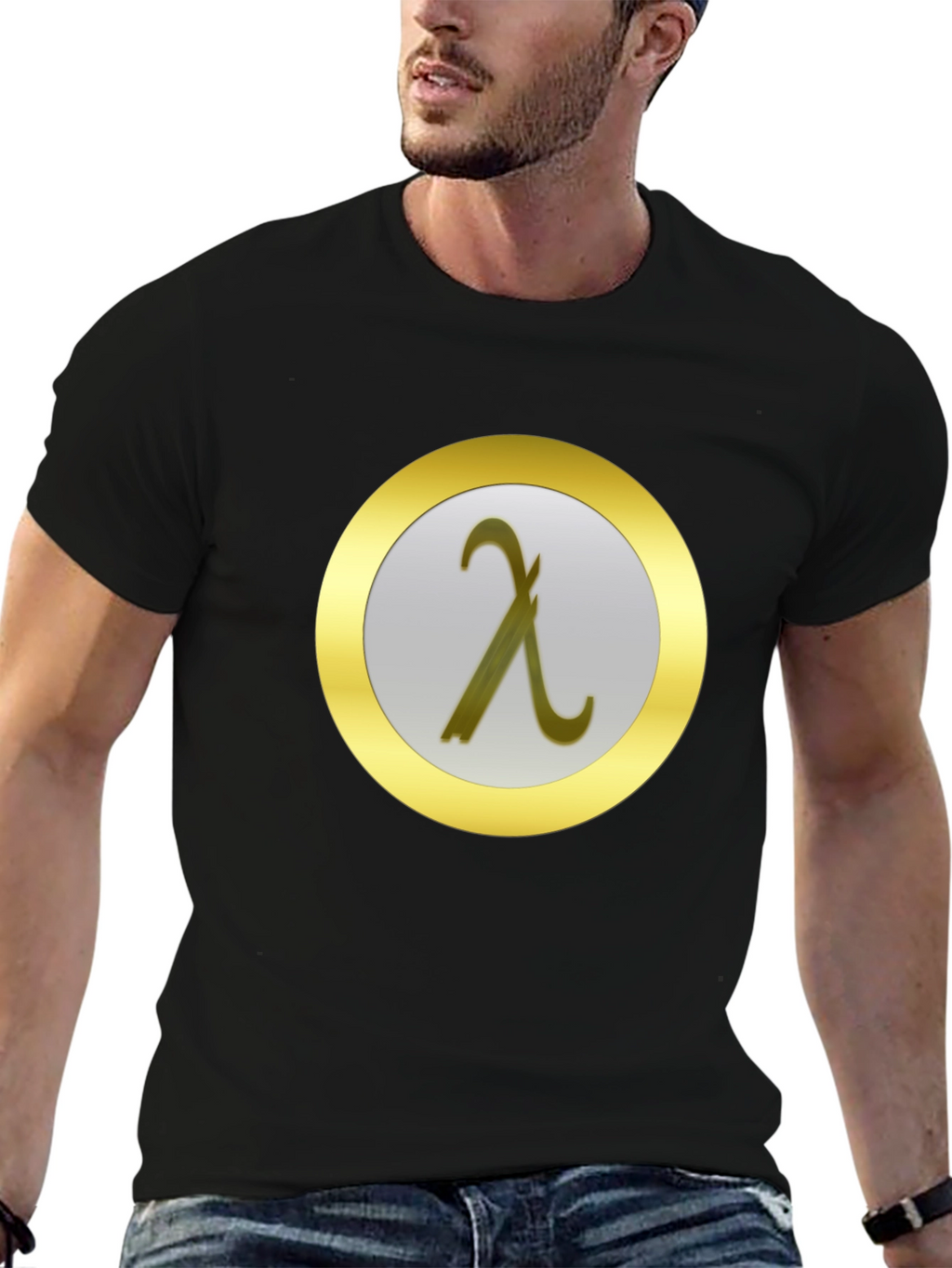 Lambda Symbol Graphic Tee - Black Cotton T-Shirt