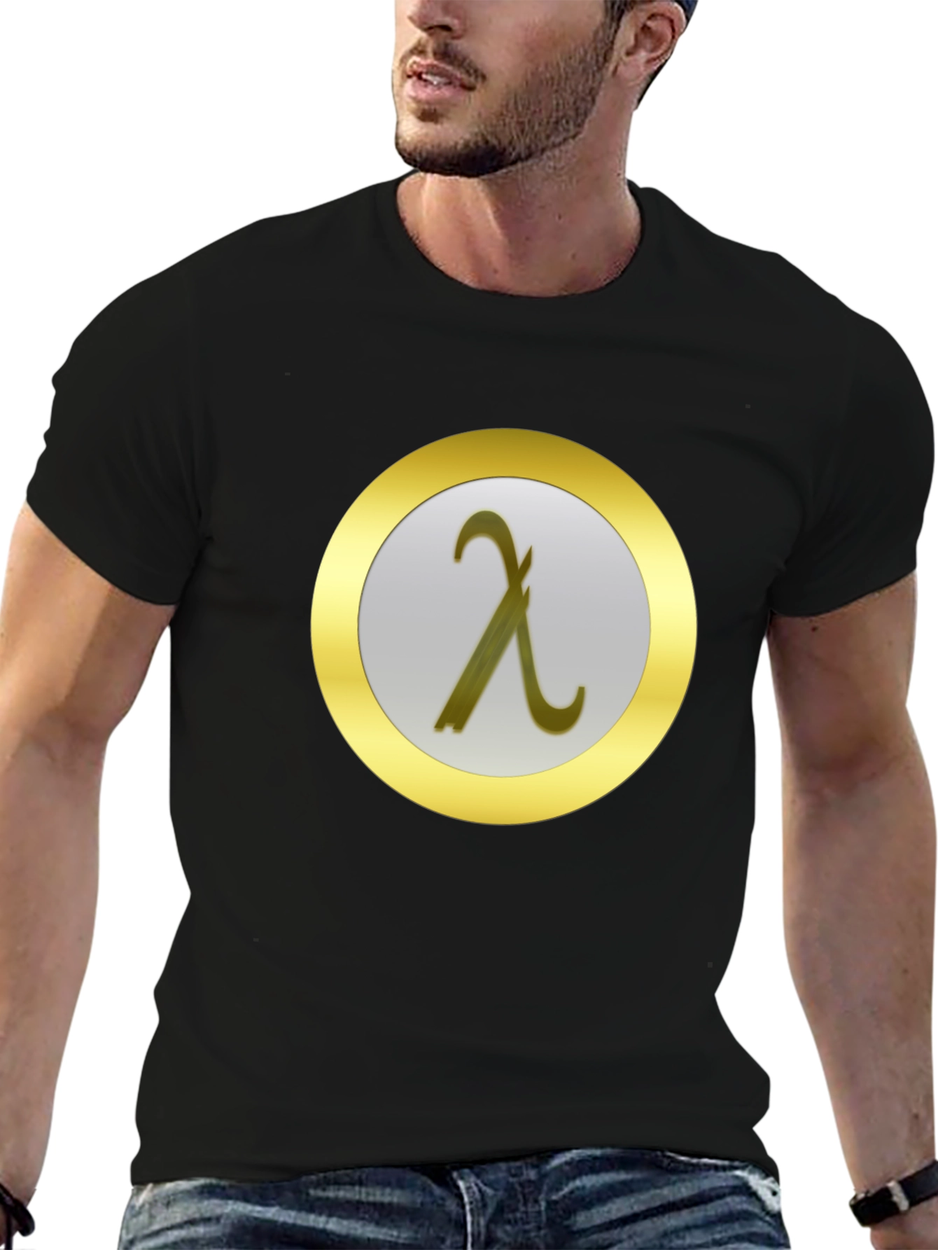 Lambda Symbol Graphic Tee - Black Cotton T-Shirt