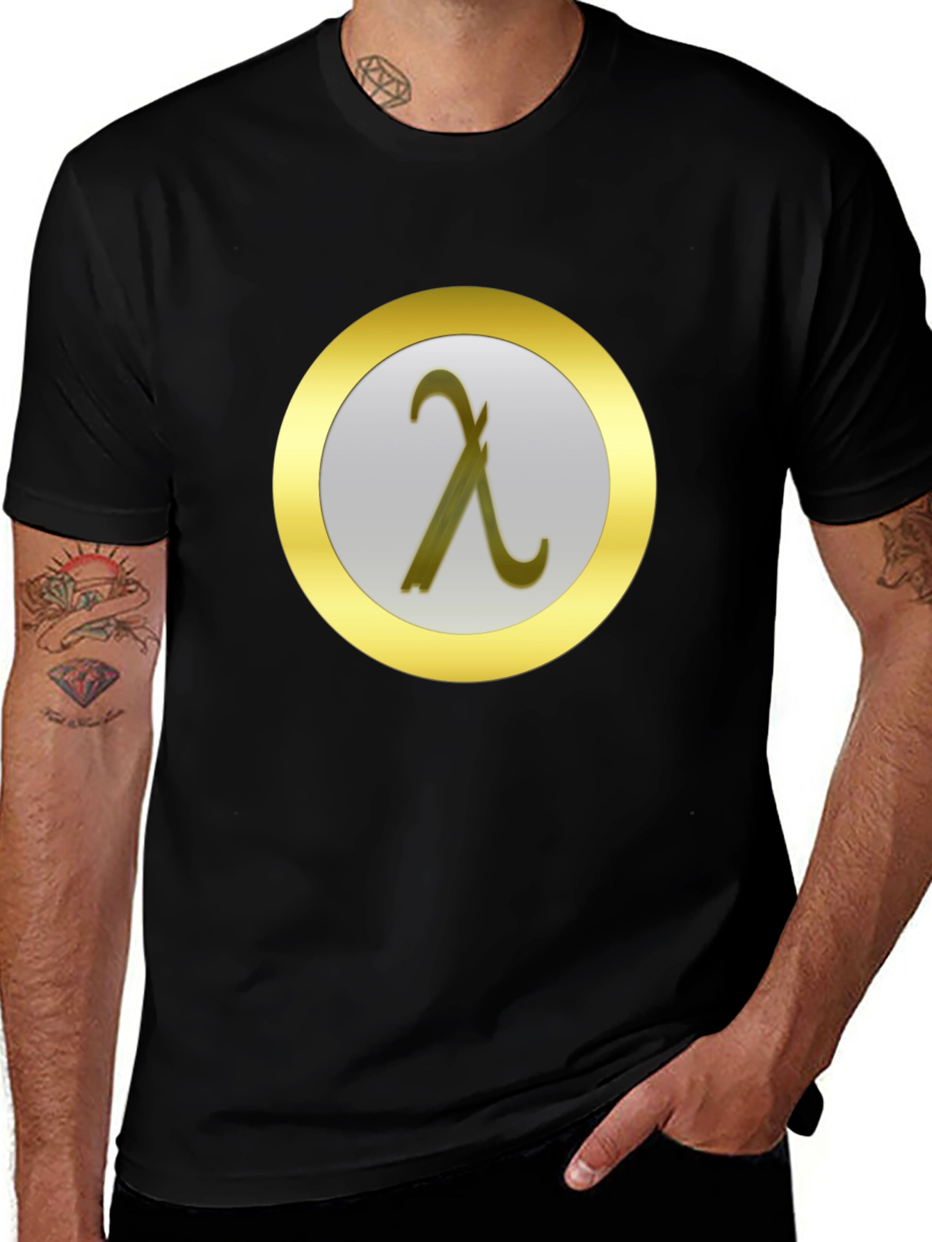 Lambda Symbol Graphic Tee - Black Cotton T-Shirt