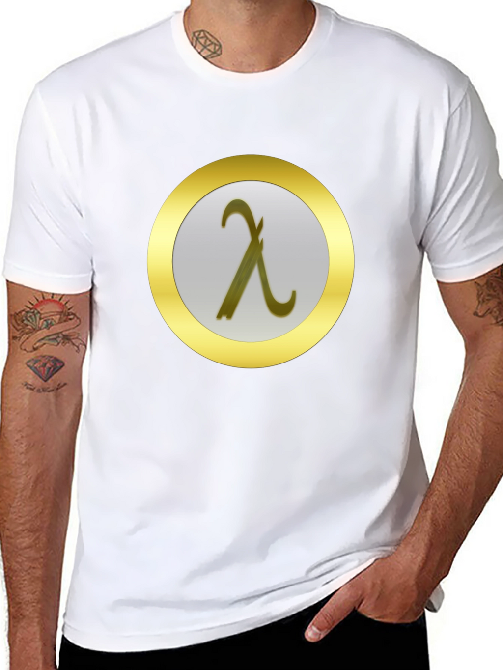 Lambda Symbol Graphic Tee - Black Cotton T-Shirt