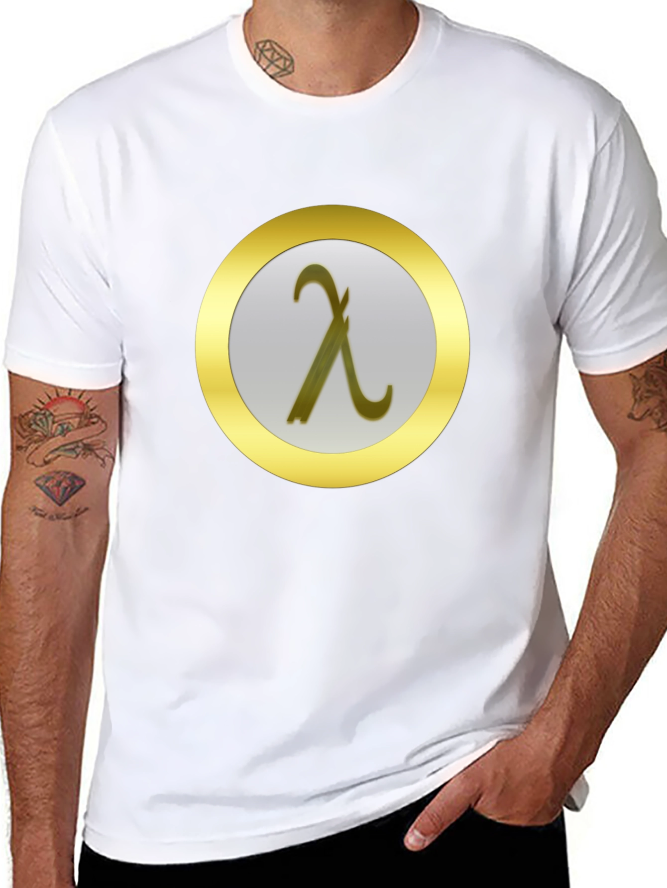 Lambda Symbol Graphic Tee - Black Cotton T-Shirt
