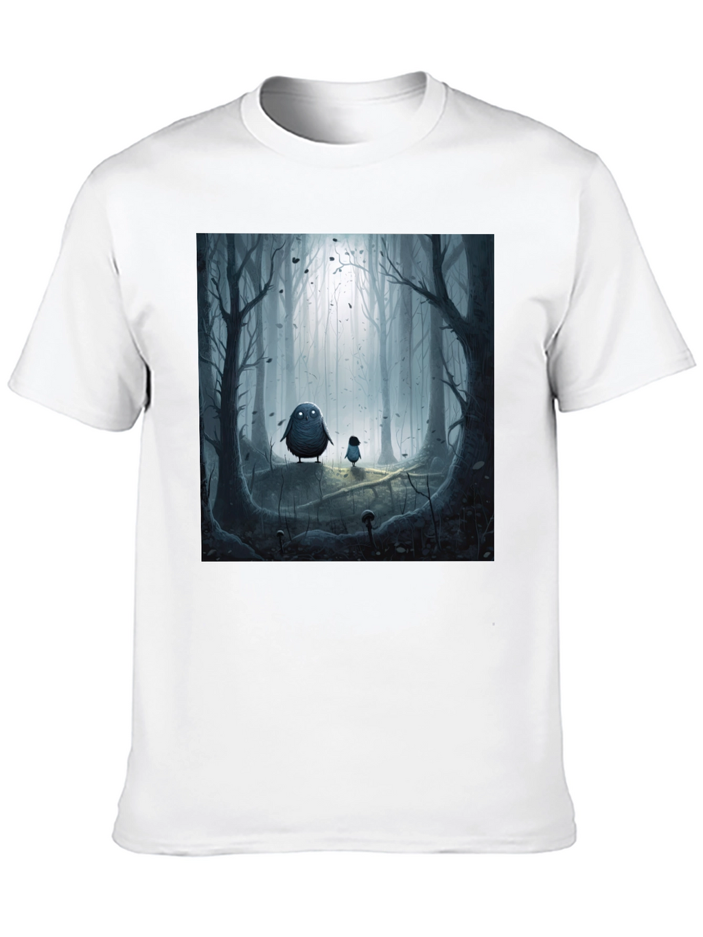 Eerie Forest Print Black T-Shirt