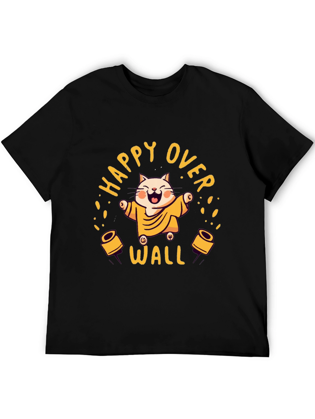 Happy Over Wall Graphic Tee - Black